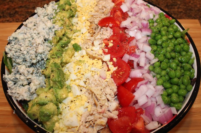 Add bleu cheese and peas