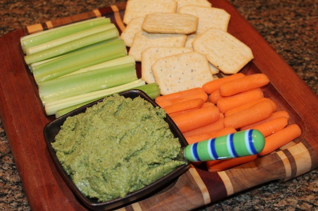 Kel's sweet pea pesto as a dip