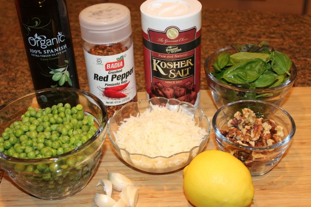 Kel's Sweet pea pesto ingredients