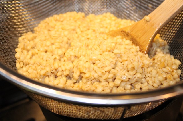 Drain barley once cooked