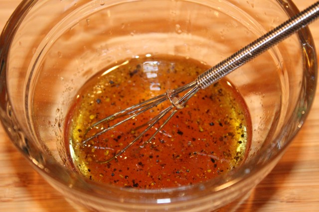 Whisk dressing for Kel's barley salad