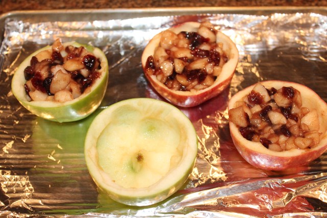 Place pie filling in apples 2