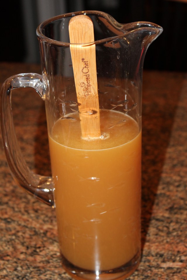 Mix bourbon apple cider simple sugar citrus juices