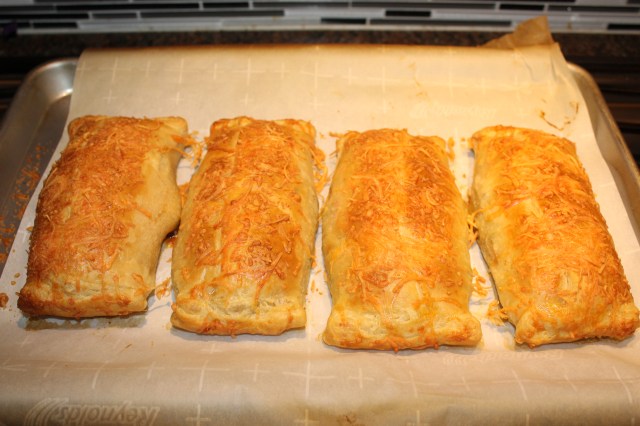Chicken puff pastries out of the oven