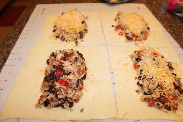 Top puff pastry filling with cheese