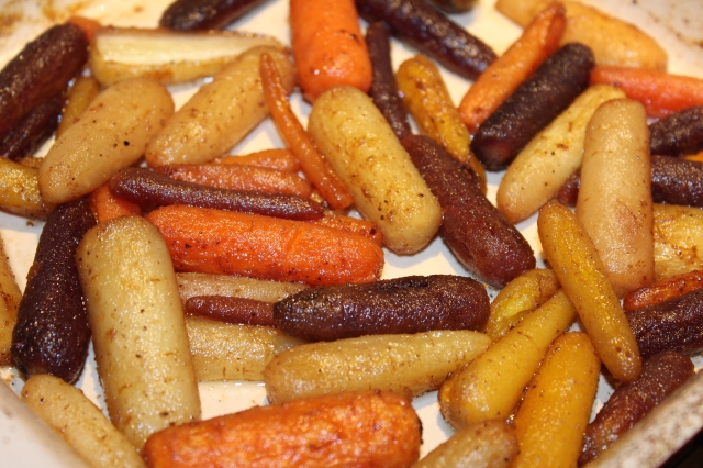 Roasted carrots out of the oven