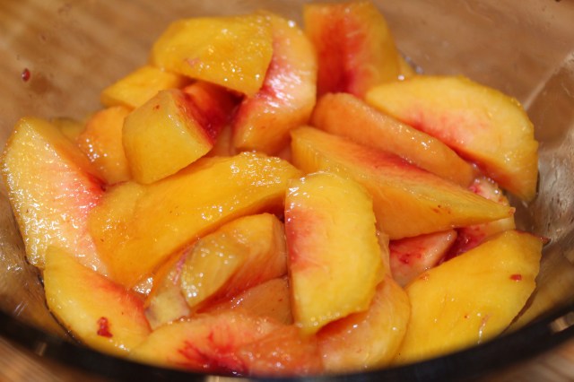 Add bourbon to peaches